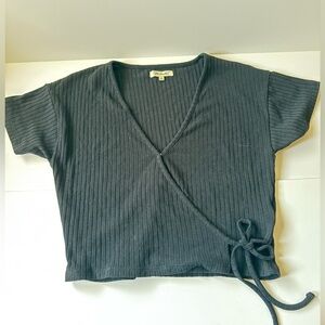 Madewell ribbed cropped ribbed top black M